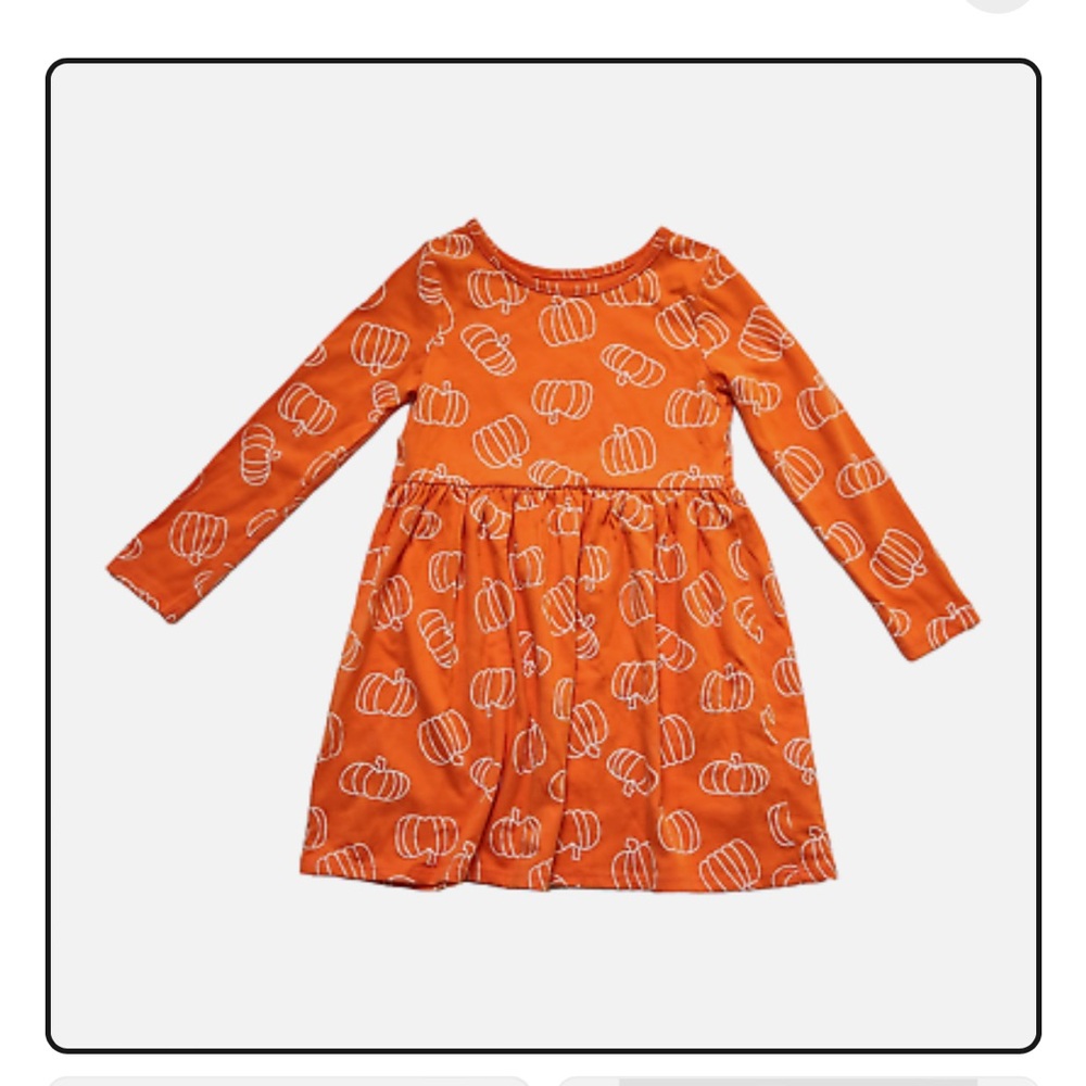 NWT Cat & Jack Long Sleeve Pumpkin Printed Dress